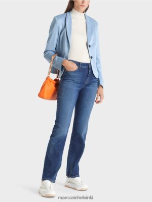 Marc Cain Asennettu bleiseri kapealla läpimellä pimeä kesätaivas vaatteet V0LL48174 Marc Cain Vaatteet