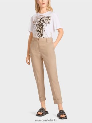 Marc Cain Franca -housut rypistymällä ja mansetissa syvä hiekka vaatteet V0LL48664 Marc Cain Mekko