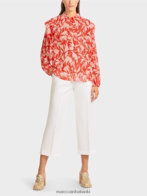 Marc Cain Frilly -pusero kukkapainosta kirkas ruskea vaatteet V0LL48973 Marc Cain Mekko