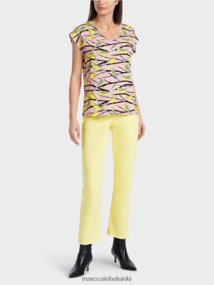 Marc Cain Hihaton lintujen suunnittelun t-paita pehmeä jauhe vaaleanpunainen vaatteet V0LL481316 Marc Cain Helsinki