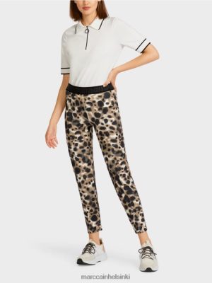 Marc Cain Joustavat housut puristetuilla ryppyillä kevyt kahvi vaatteet V0LL48708 Marc Cain Vaatteet