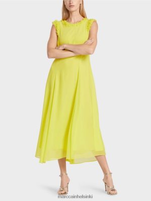 Marc Cain Juhla "uudelleenarvioida" -mekko sitruunanvihreä vaatteet V0LL4881 Marc Cain Vaatteet