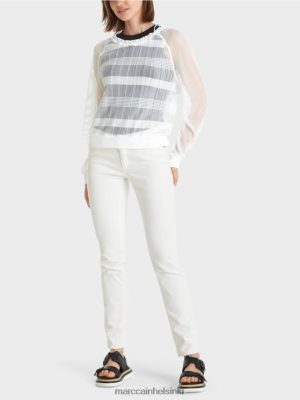 Marc Cain Läpinäkyvä t-paita, jolla on pitkät hihat valkoinen vaatteet V0LL481359 Marc Cain Vaatteet