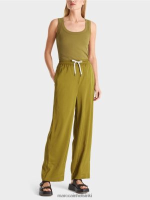 Marc Cain Löysät housut lenkkeily vyötärönauhalla keltainen Oliv vaatteet V0LL48695 Marc Cain Helsinki