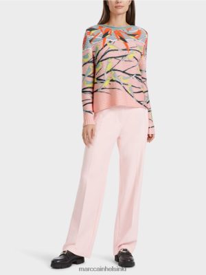 Marc Cain Lintujen suunnittelun pusero neulottu Saksassa tumman taivaansininen vaatteet V0LL481122 Marc Cain Vaatteet