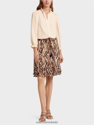 Marc Cain Lyhyt flounce -hame viskoosin kreppissä syvänpunainen vaatteet V0LL48477 Marc Cain Vaatteet