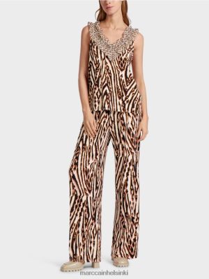 Marc Cain Lyhyt toppi sekoitetuilla kuvioilla syvänpunainen vaatteet V0LL481367 Marc Cain Helsinki