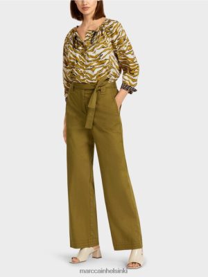 Marc Cain "Mieti uudelleen" Paperbag -tyyliset housut keltainen Oliv vaatteet V0LL48697 Marc Cain Mekko
