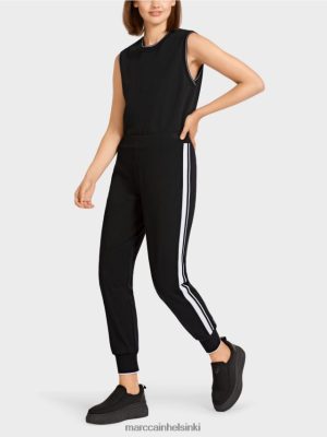 Marc Cain "Mieti uudelleen" housut raidoilla mustavalkoinen vaatteet V0LL48711 Marc Cain Vaatteet