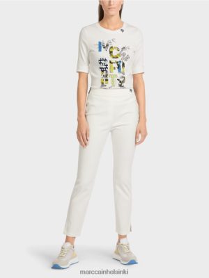 Marc Cain "Mieti uudelleen" laajajalkaiset housut valkoinen vaatteet V0LL48717 Marc Cain Vaatteet