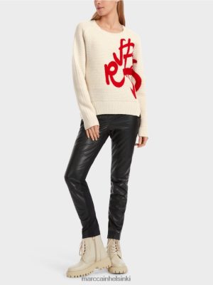 Marc Cain "Mieti uudelleen" neulottu villapaita mantelimaito vaatteet V0LL481043 Marc Cain Helsinki