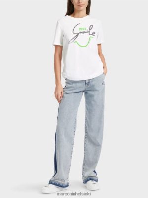 Marc Cain "Mieti uudelleen yhdessä" t-paita kimaltelemalla valkoinen vaatteet V0LL481304 Marc Cain Helsinki