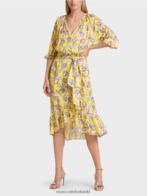 Marc Cain Painettu mekko, jolla on käärevaikutus sitruunanvihreä vaatteet V0LL4875 Marc Cain Vaatteet