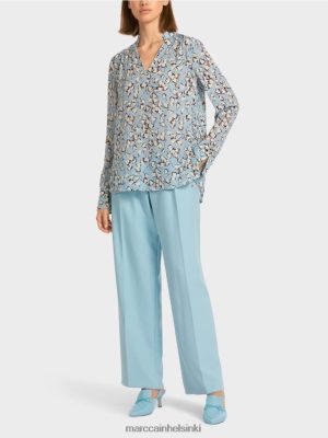 Marc Cain Painettu puserotyylinen yläosa V-kaulalla ilmakehän sininen vaatteet V0LL481018 Marc Cain Mekko