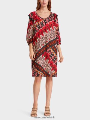 Marc Cain Painettu viskoosin minimekko syvänpunainen vaatteet V0LL4865 Marc Cain Helsinki