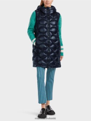 Marc Cain Pitkä "mietiskele yhdessä" tikattu liivit keskiyön sininen vaatteet V0LL48225 Marc Cain Vaatteet