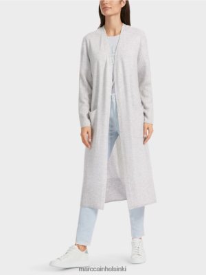 Marc Cain Pitkä neulottu "Mieti uudelleen" -takki hopeaharmaa vaatteet V0LL48333 Marc Cain Vaatteet
