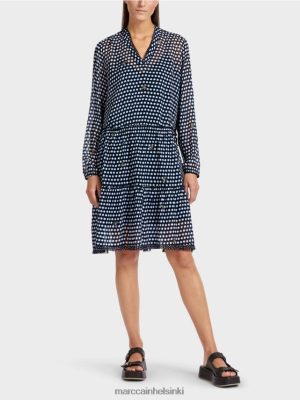 Marc Cain Polka dot -mekko viskoosin kreppissä musta vaatteet V0LL48120 Marc Cain Vaatteet