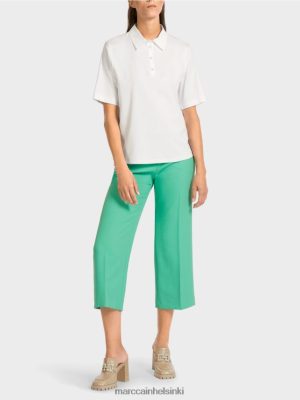 Marc Cain Polo -paita, jossa on naispuolisia yksityiskohtia valkoinen vaatteet V0LL481422 Marc Cain Vaatteet