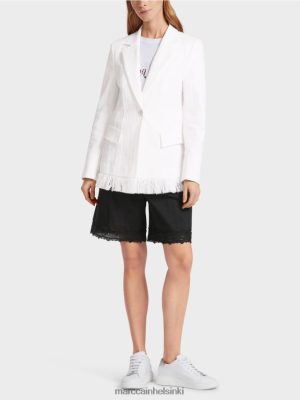 Marc Cain Puuvillan bleiseri reunoilla valkoinen vaatteet V0LL48180 Marc Cain Vaatteet