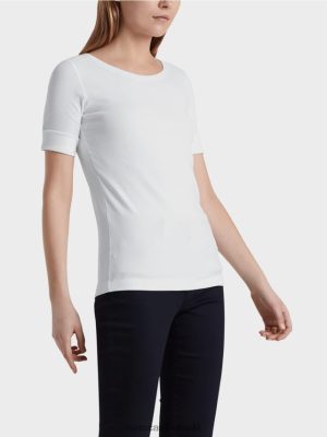 Marc Cain Pyöreä kauluspaita lyhyillä hihoilla valkoinen vaatteet V0LL481469 Marc Cain Helsinki