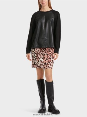 Marc Cain Ragan -pusero materiaaliseoksella musta vaatteet V0LL481222 Marc Cain Mekko