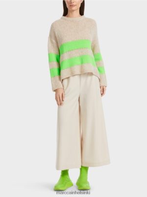 Marc Cain Raidallinen villapaita, jotka on neulottu Saksassa Kirkas järkyttävä vihreä vaatteet V0LL481096 Marc Cain Mekko