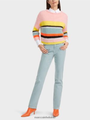 Marc Cain Raidallinen villapaita, jotka on neulottu Saksassa pehmeä sitruuna vaatteet V0LL481116 Marc Cain Vaatteet