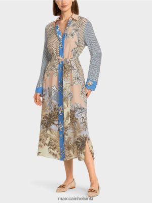 Marc Cain Tyylikäs paitamekko kuviosekoituksella kirkas ruskea vaatteet V0LL48101 Marc Cain Helsinki