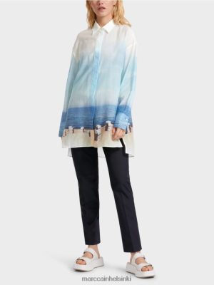 Marc Cain Tyylikäs pusero silkkipitoisuudella taivaansininen vaatteet V0LL48923 Marc Cain Helsinki