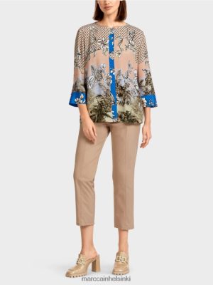 Marc Cain Tyylikäs puserotyylinen yläosa kuviosekoituksessa kirkas ruskea vaatteet V0LL48966 Marc Cain Vaatteet