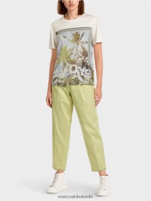 Marc Cain Tyylikäs t-paita sekoituksessa materiaaleja taivaansininen vaatteet V0LL481418 Marc Cain Helsinki