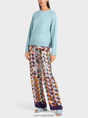 Marc Cain Tyylikäs villa ja kashmirpaita ilmakehän sininen vaatteet V0LL481206 Marc Cain Vaatteet