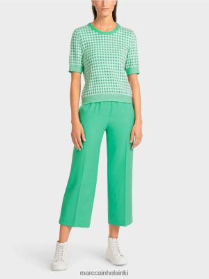 Marc Cain Vichy Check -villapaita "neulottu Saksassa" kirkas jade vaatteet V0LL481173 Marc Cain Vaatteet