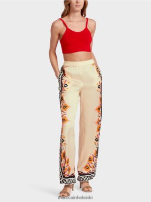 Marc Cain Viskoosihousut sekoitetuilla kuvioilla syvänpunainen vaatteet V0LL48606 Marc Cain Vaatteet