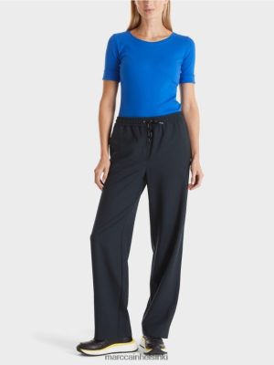 Marc Cain Welby Wide-jalan nartranstring-vyötäröhousut keskiyön sininen vaatteet V0LL48524 Marc Cain Helsinki