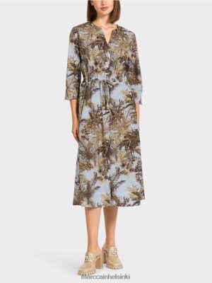 Marc Cain Ylisuuret mekko, jossa on kirjaaja kevyt jauhe sininen vaatteet V0LL4899 Marc Cain Vaatteet