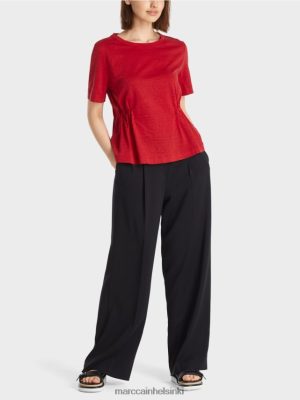Marc Cain asennettu pellava-t-paita syvänpunainen vaatteet V0LL481378 Marc Cain Mekko