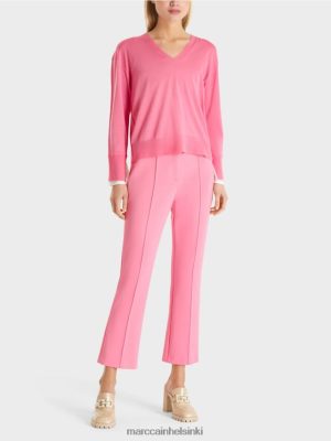 Marc Cain herkkä neulottu villapaita V-kaulalla kirkkaan vaaleanpunainen vaatteet V0LL481166 Marc Cain Helsinki