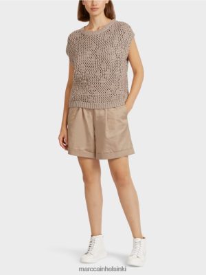 Marc Cain hihaton neulottu yläosa pehmeä taupe vaatteet V0LL481163 Marc Cain Helsinki