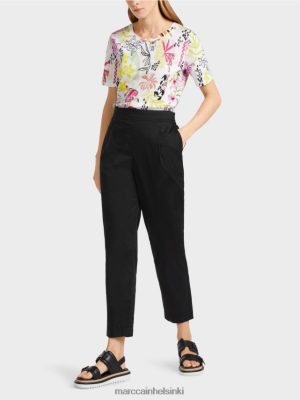 Marc Cain housut, joissa on laskoset ja joustava vyötärönauha musta vaatteet V0LL48627 Marc Cain Vaatteet