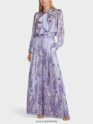 Marc Cain leveät housut wisteria -tulostuksella kirkas lila vaatteet V0LL48630 Marc Cain Vaatteet