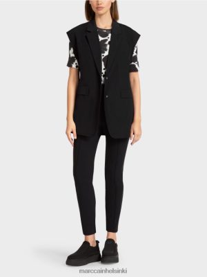 Marc Cain liivit läpelillä ja vedonlyönnin kanssa musta vaatteet V0LL48282 Marc Cain Vaatteet