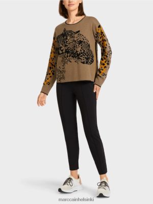 Marc Cain neulottu villapaita leopardisuunnittelulla kevyt kahvi vaatteet V0LL481180 Marc Cain Mekko