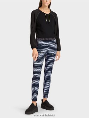 Marc Cain ohut housut ommeltuilla puristetuilla ryppyillä musta vaatteet V0LL48715 Marc Cain Mekko