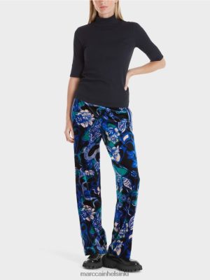 Marc Cain paita stand-up-kauluksella ja 3/4-haitalla keskiyön sininen vaatteet V0LL481230 Marc Cain Vaatteet