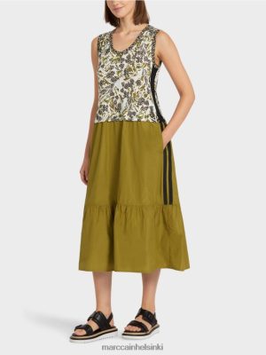 Marc Cain porrastettu mekko tyylillä ja materiaalisekoituksella pehmeä kattoikkuna vaatteet V0LL48113 Marc Cain Helsinki