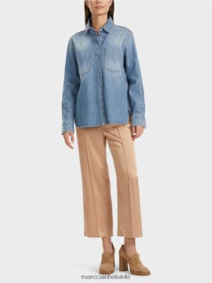 Marc Cain pusero helmillä varustetulla kirjonnalla. vintage -sininen vaatteet V0LL48860 Marc Cain Helsinki