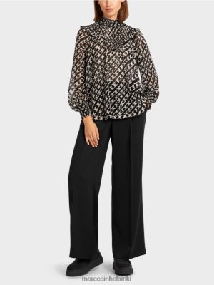 Marc Cain pusero smocked -kauluksella musta vaatteet V0LL481006 Marc Cain Mekko