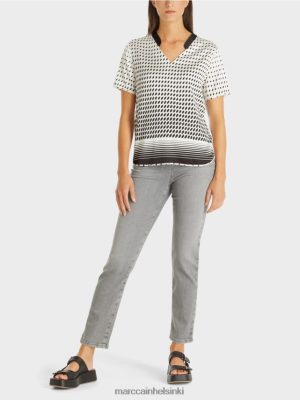 Marc Cain puseropaita kuviosekoituksella uusi silkka vaaleanpunainen vaatteet V0LL48994 Marc Cain Mekko